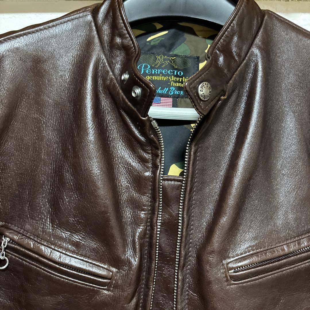 超美品schott&ABathingApeコラボLサイズ