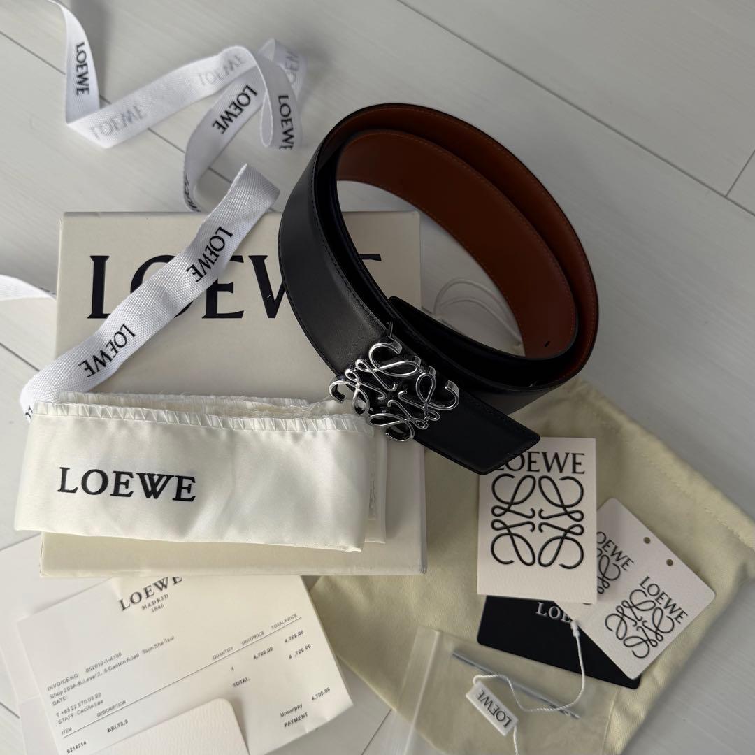LOEWE ベルト 90/36 シルバー ロゴ