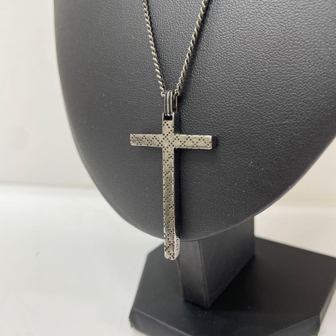 【M12】GUCCI ディアマンテ クロスネックレス　SV925