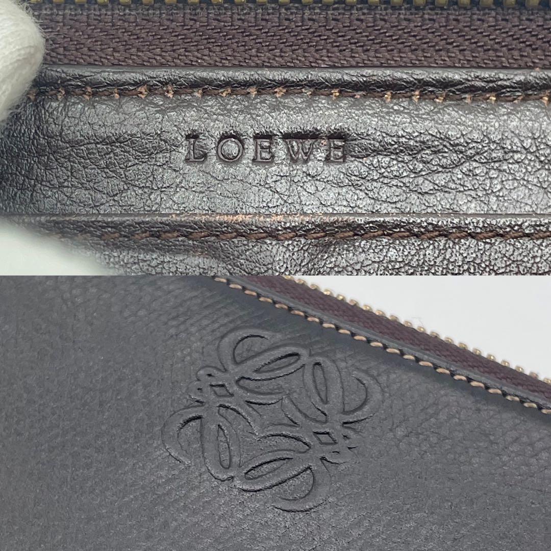 【極美品】LOEWE 長財布 レザー アナグラム 型押し ロゴ金具 ブラック