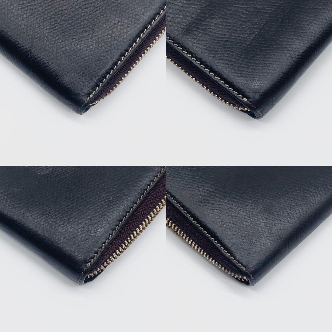 【極美品】LOEWE 長財布 レザー アナグラム 型押し ロゴ金具 ブラック