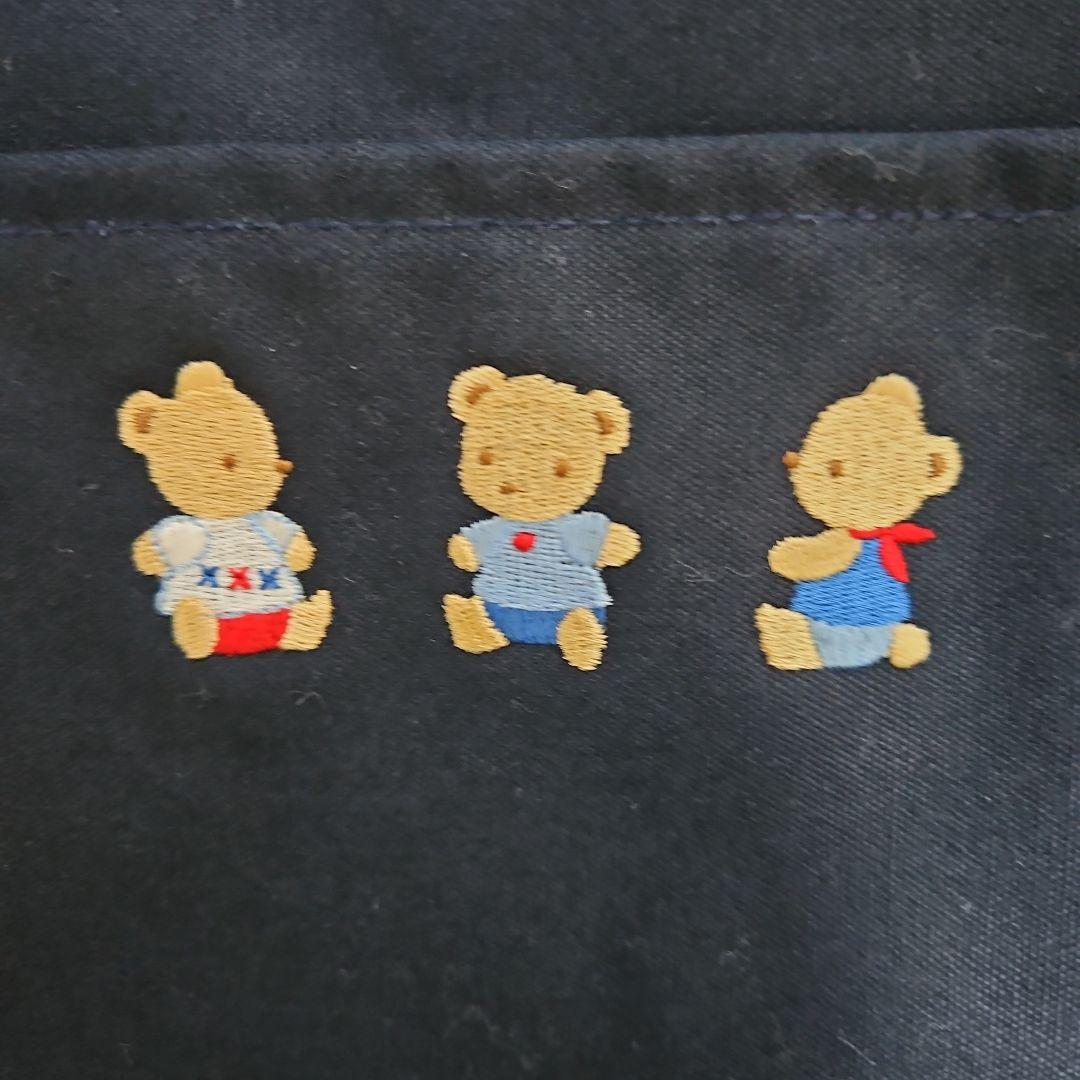 ☆familiar☆ネイビーマザーズバッグ刺繍☆ほぼ未使用☆オムツ替シート付☆