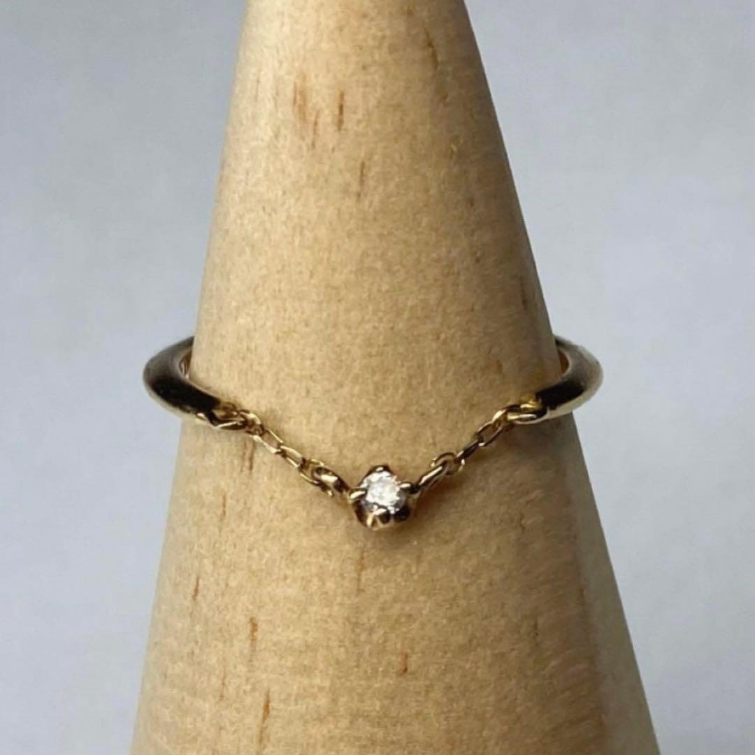 ete チェーンリング K10YG ダイヤモンド 0.01ct 3号
