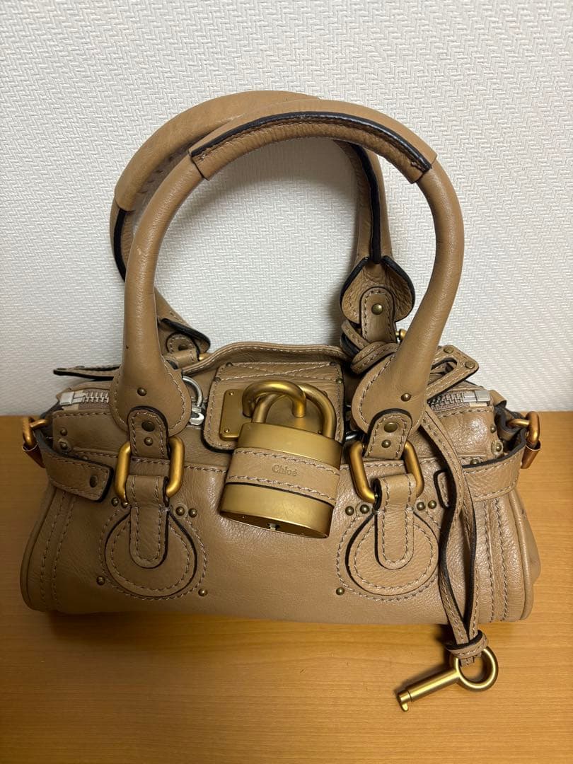 Chloé クロエ パディントン ハンドバッグ 南京錠 鍵付き ベージュ