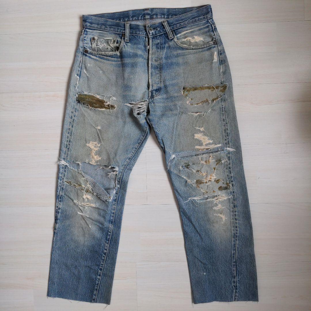 70s リーバイス501 66後期 赤耳 黒カン ボロ グランジ カート