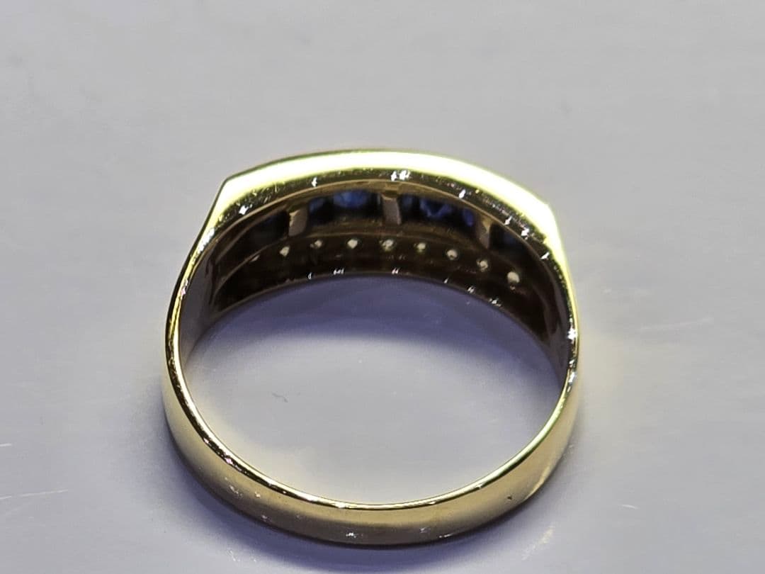 サファイア0.35 ダイヤ0.18 750【K18】3.9g 15号 リング