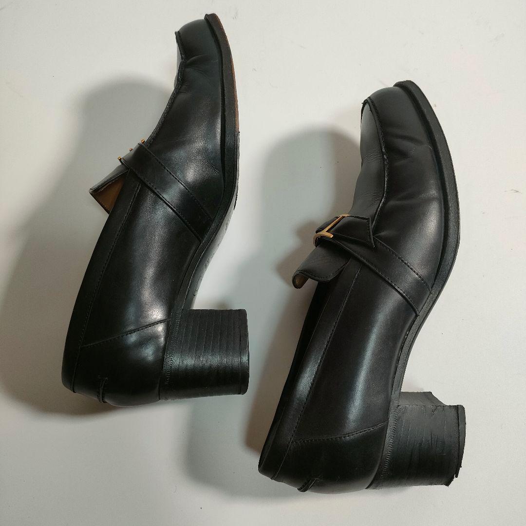 エルメス ローファー 36 レディース レザー 黒 金具 ヒール