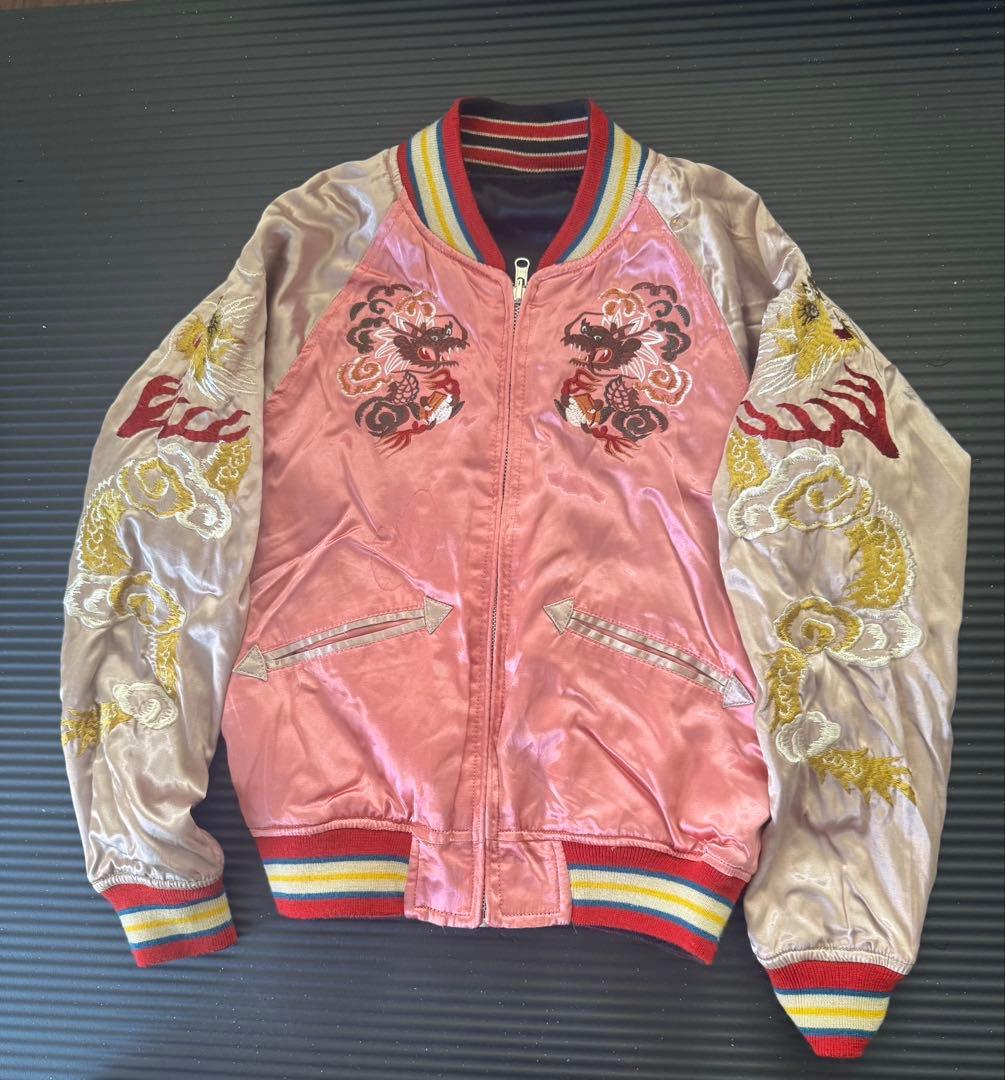 HOUSTONスカジャン リバーシブルでピンクで七福神 ビンテージ 20年前