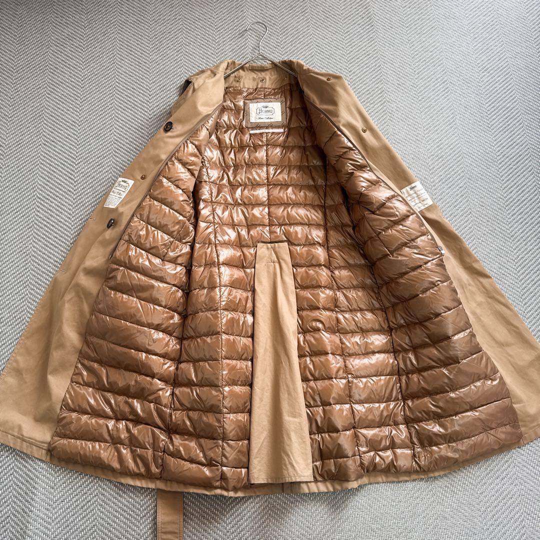 極美品 HERNO ヘルノ ダウンコンビトレンチコート ベルト ベージュ系 ML