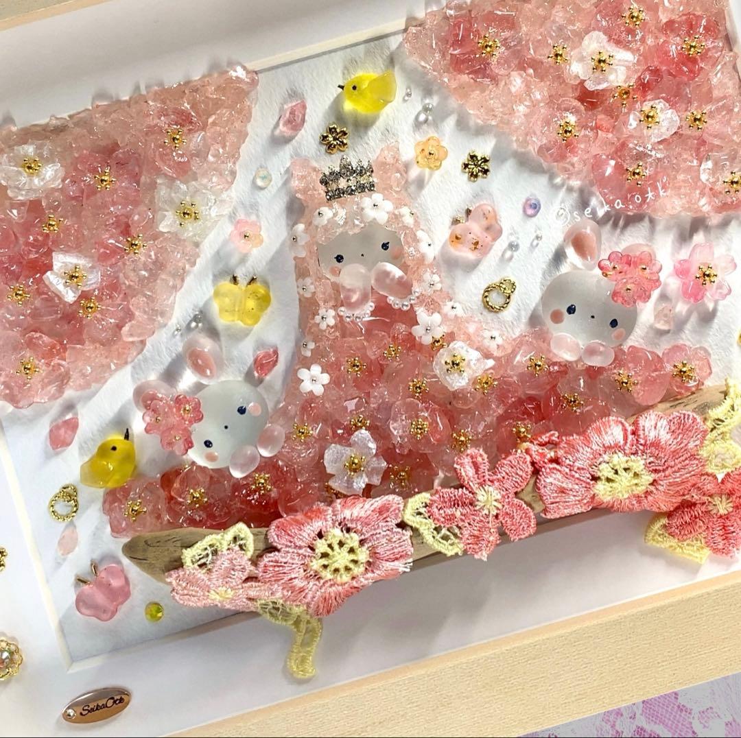 ウミウシのお姫様と桜ドレス シーグラスアート インテリア ボタニカル 玄関飾り