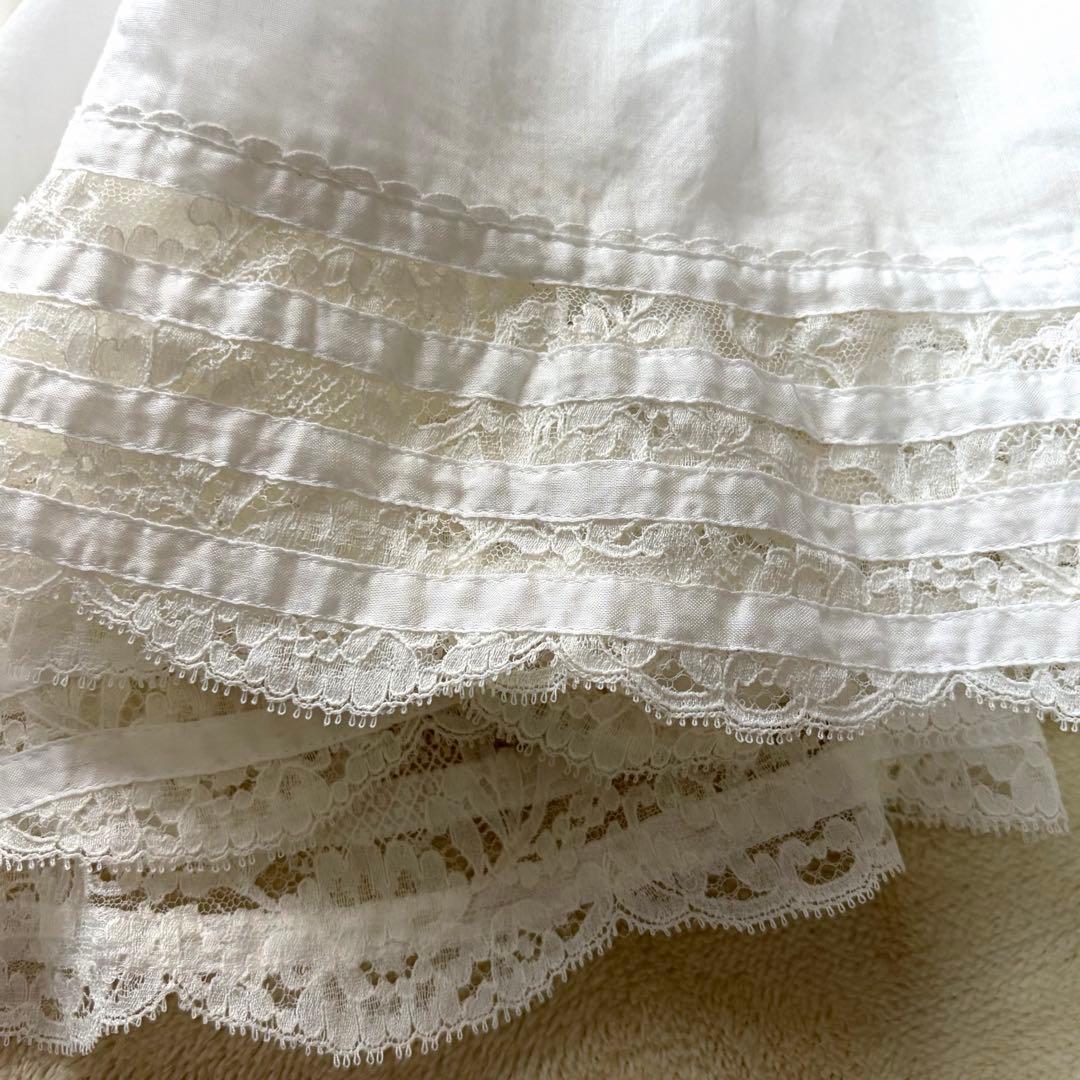 ピンクハウス　希少　日本製　ローンブラウス　レース　花モチーフ　ピンタックP72