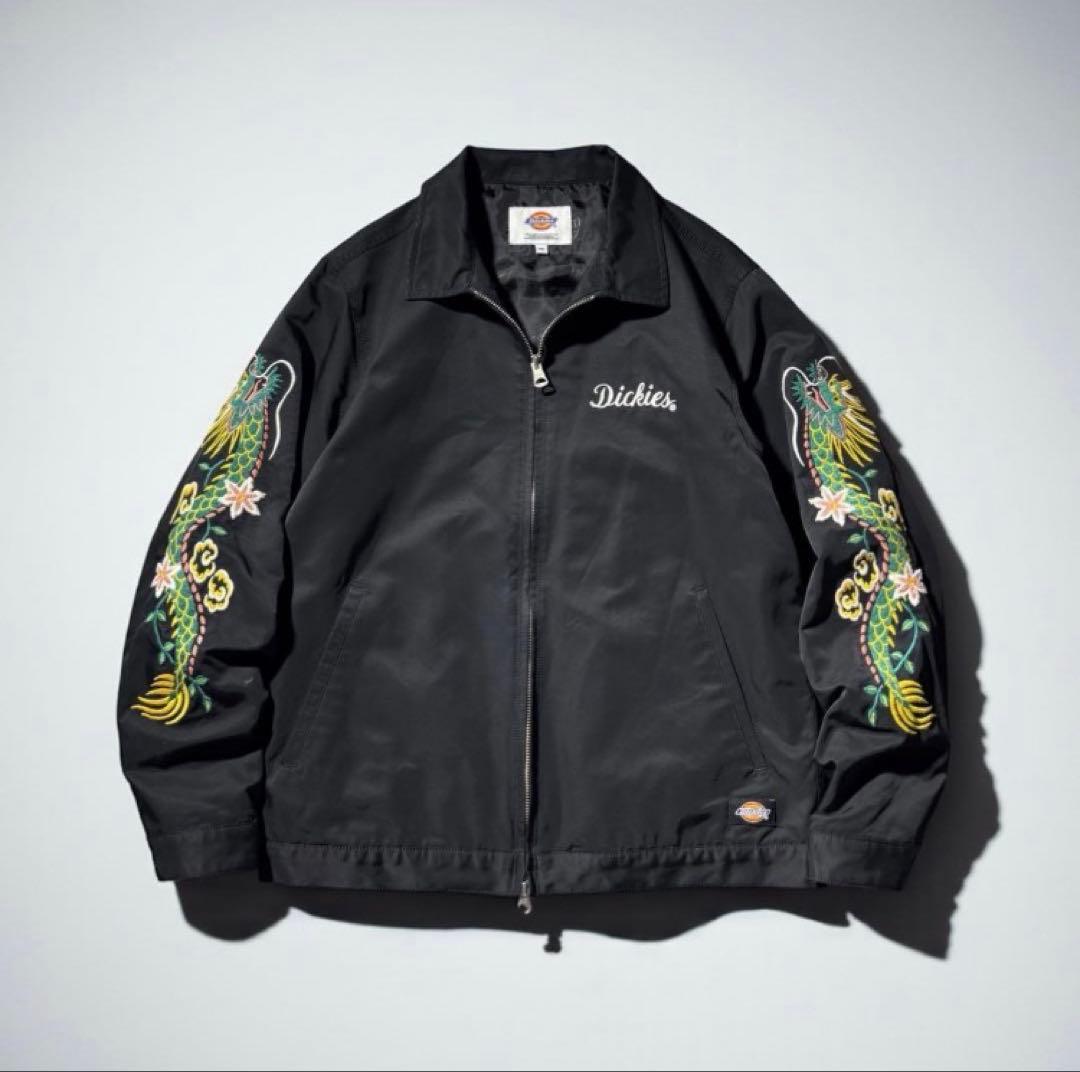 『Dickies』　スーベニアジャケット　龍　和柄　袖刺繍　希少　黒　【L】