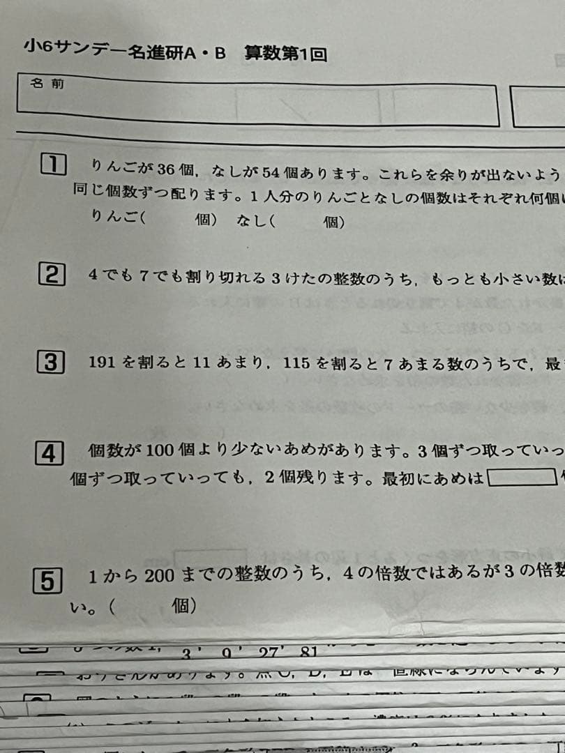 名進研　小6 サンデー名進研⭐︎志望校別特訓⭐︎正月特訓
