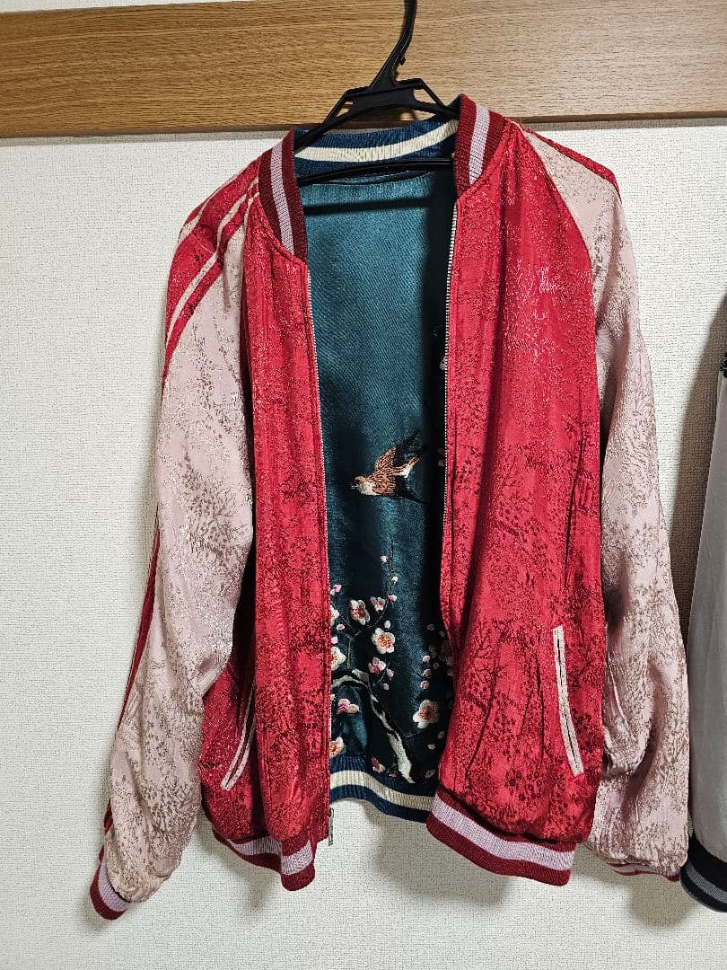 スカジャン　花旅楽団　雀　梅の花