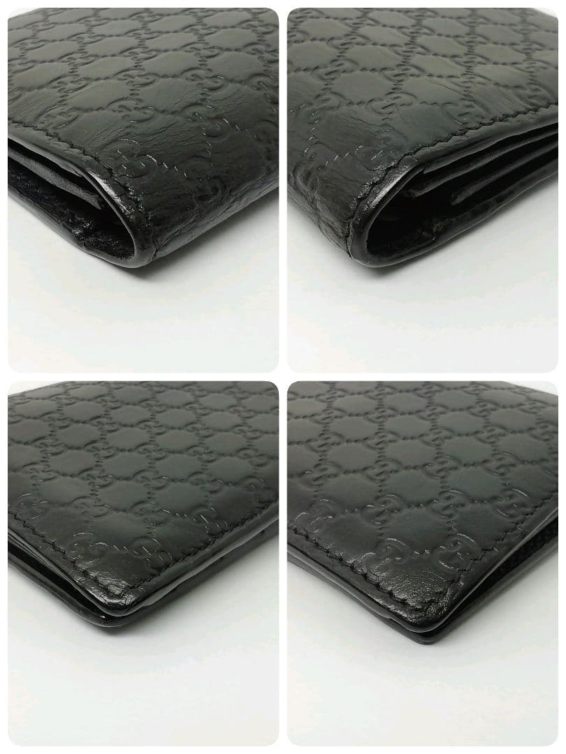 GUCCI　グッチ　マイクロシマレザー　ブラック　フラップタイプ