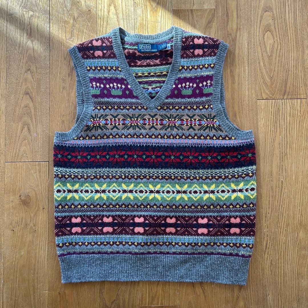 polo ラルフローレン　ニットベスト　フェアアイル柄