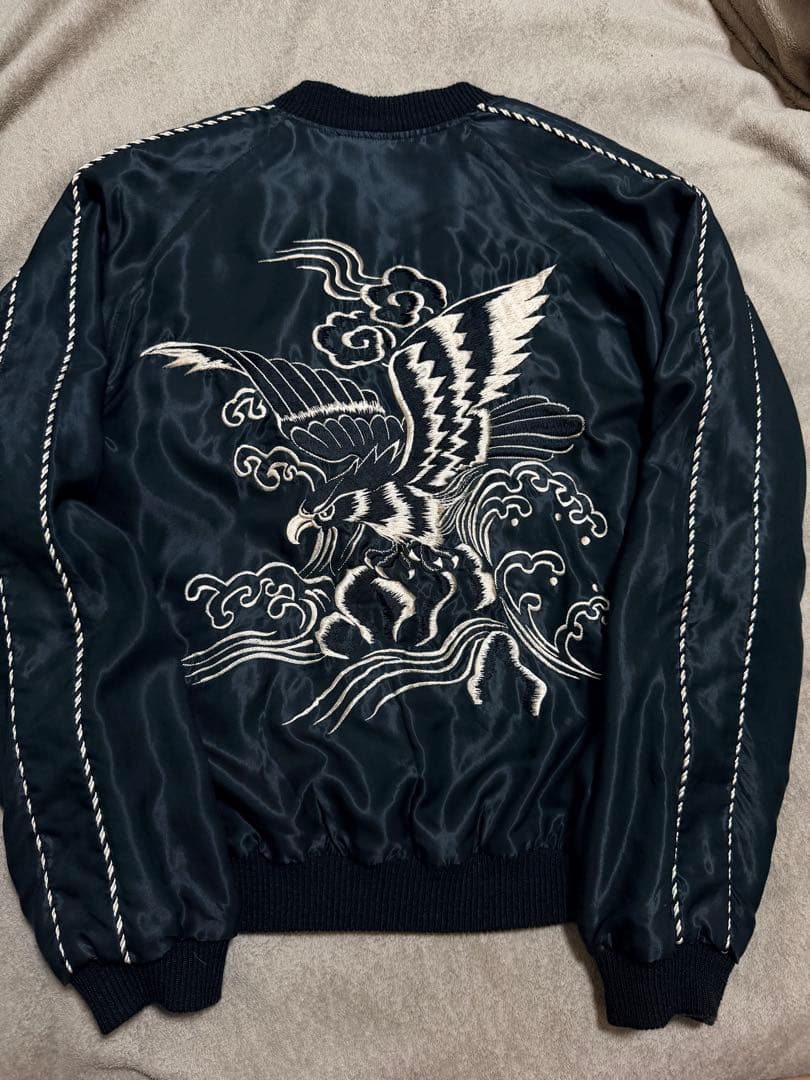 未使用近 ２面用 テーラー東洋 鷲 地図 日本限定 スカジャン レーヨン 美品