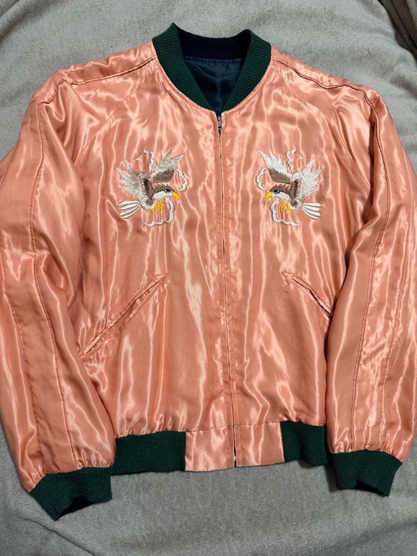 未使用近 ２面用 テーラー東洋 鷲 地図 日本限定 スカジャン レーヨン 美品