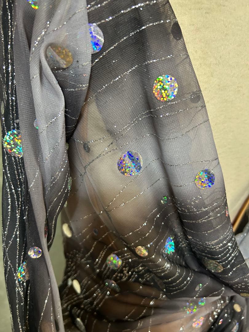 ✨️豪華オ―ダ―✨️社交ダンススタンダードドレス（Mサイズ）シースルーロングドレス