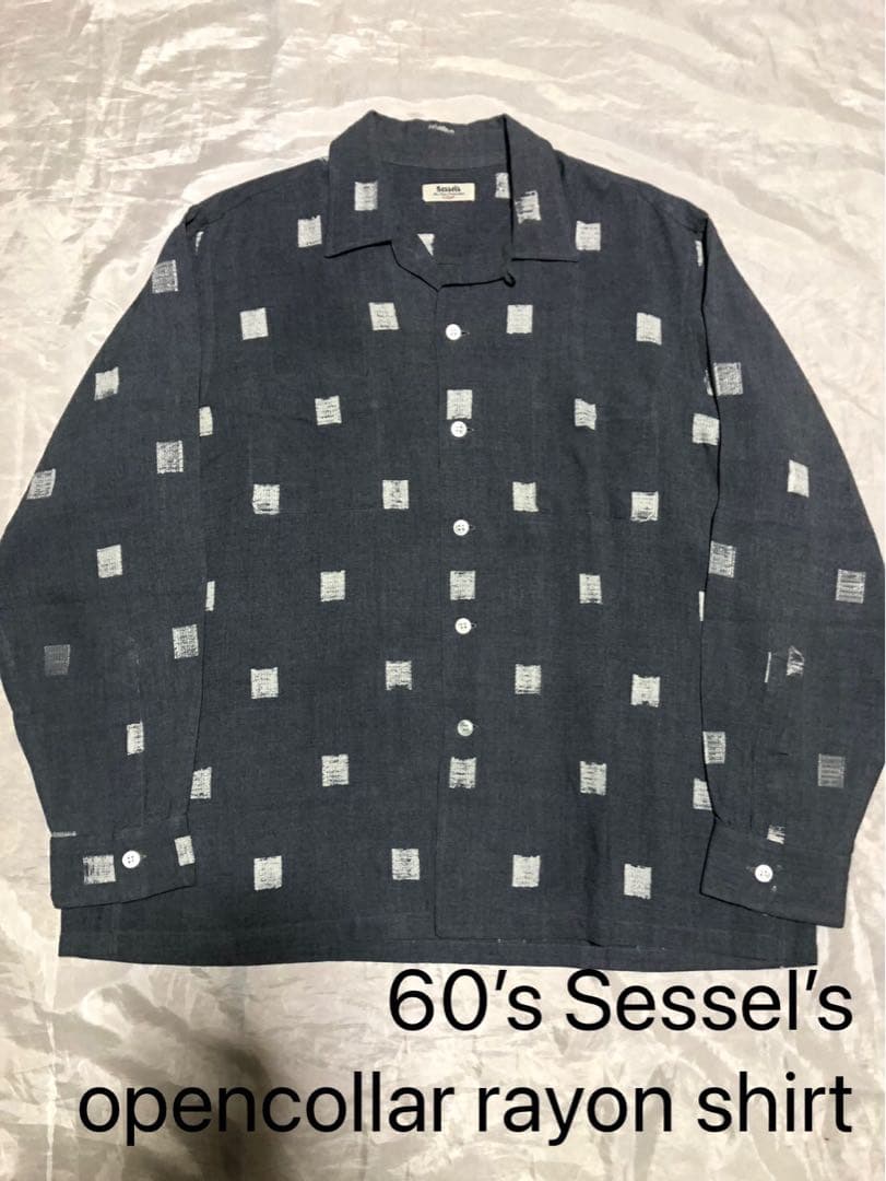 60’s USA製 Sessel’sヴィンテージレーヨンシャツ オープンカラー