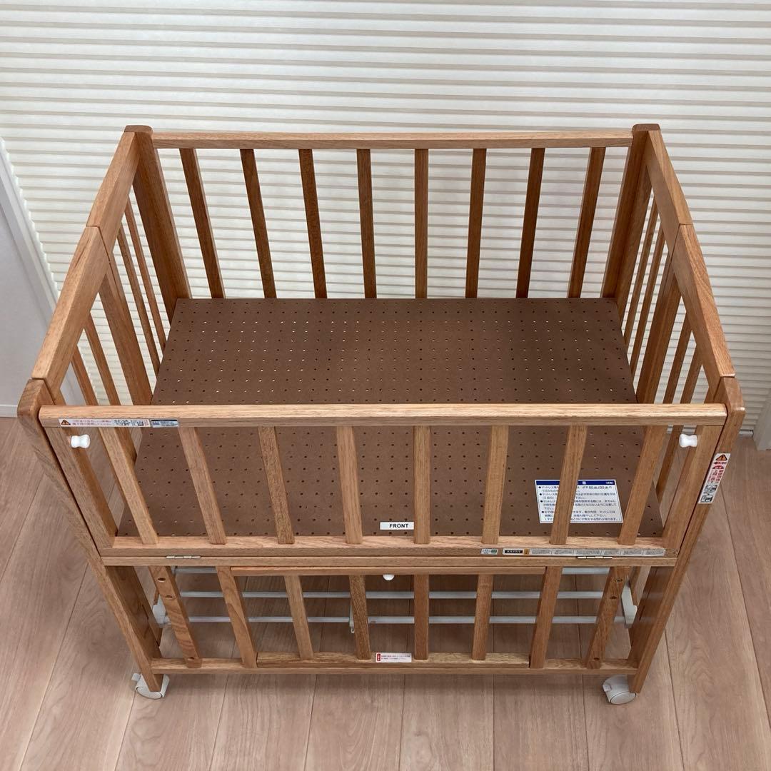 ミニベッド 木製 ベビーベッド キャスター付き