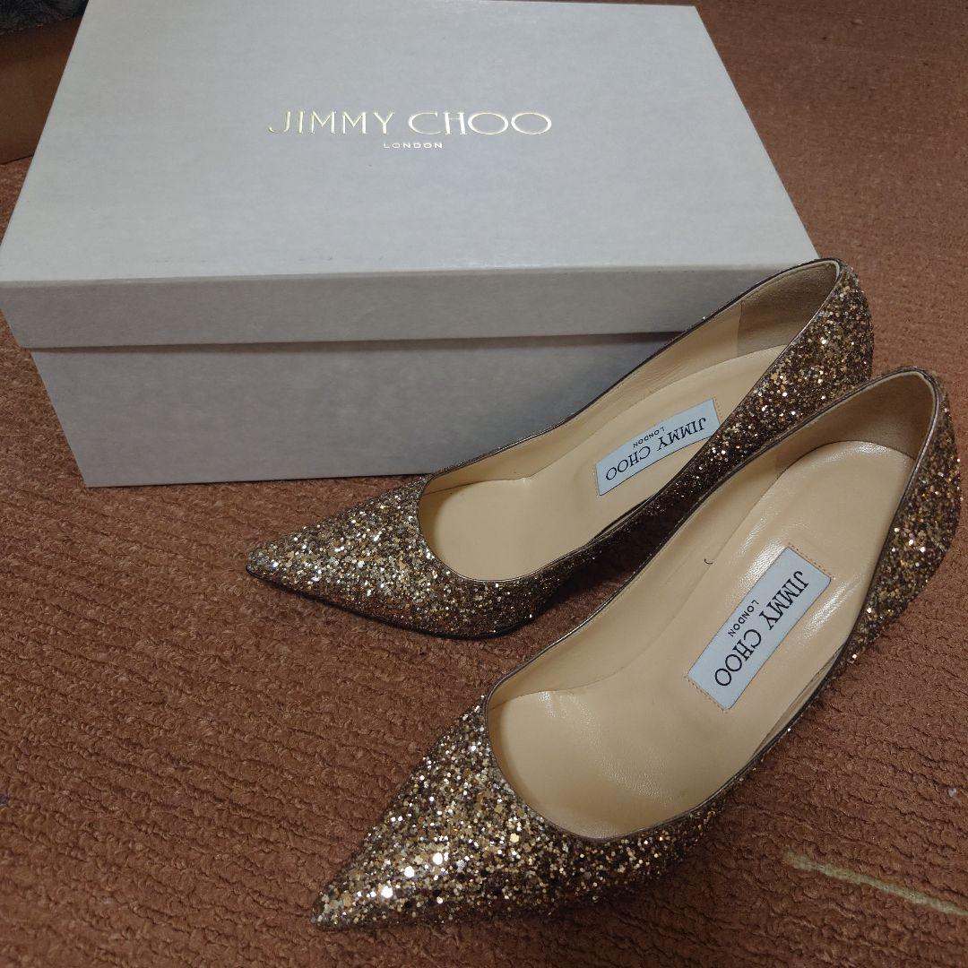 JIMMY CHOO 箱無し値下げ可能 ゴールド グリッター パンプス
