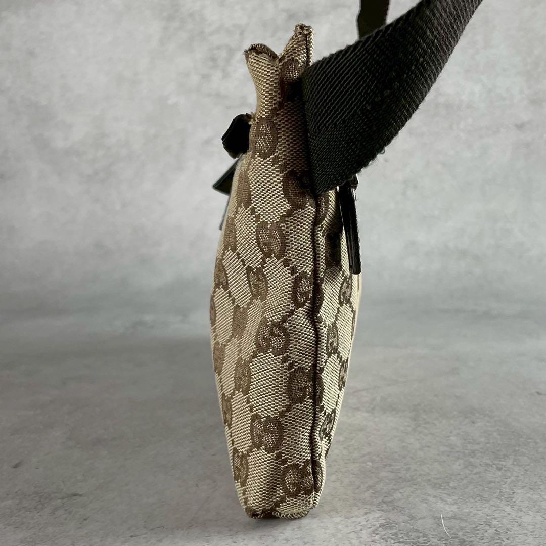 美品 GUCCI ボディバッグ GGキャンバス レザー ブラウン系 レディース