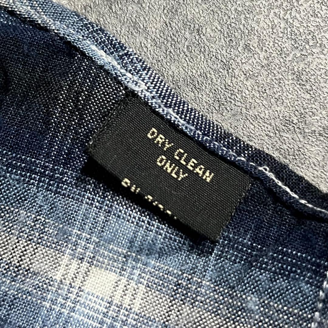 RRL ☆ 三ツ星 ☆ オンブレ チェック vintage シャツ 長袖 青 白