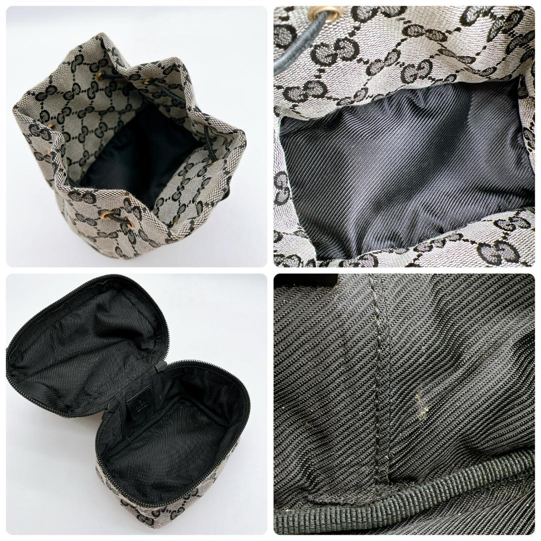 良品 GUCCI GGキャンバス プレート バニティポーチ 巾着 e650