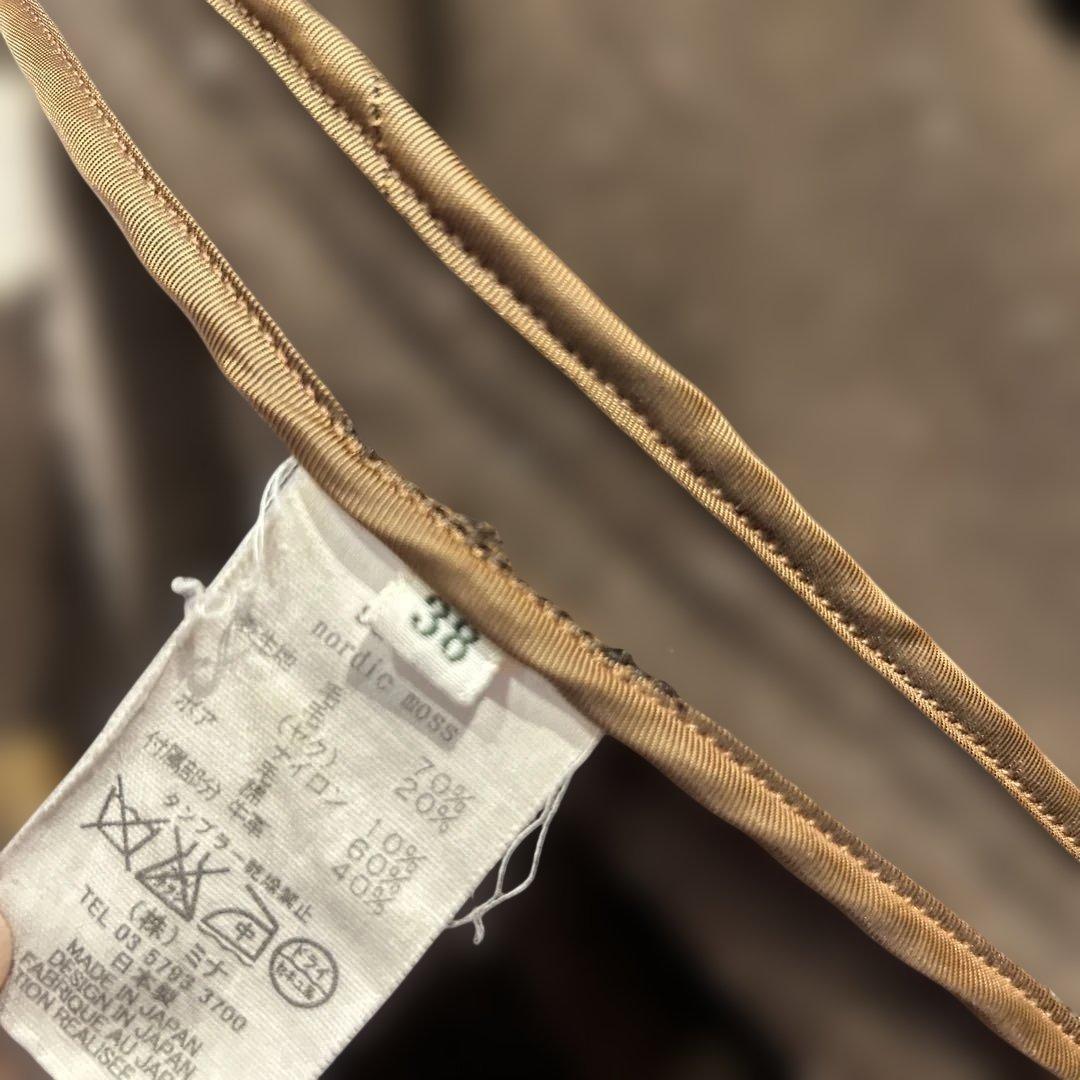 ミナペルホネン　ダークブラウン ダッフルコート フード付き