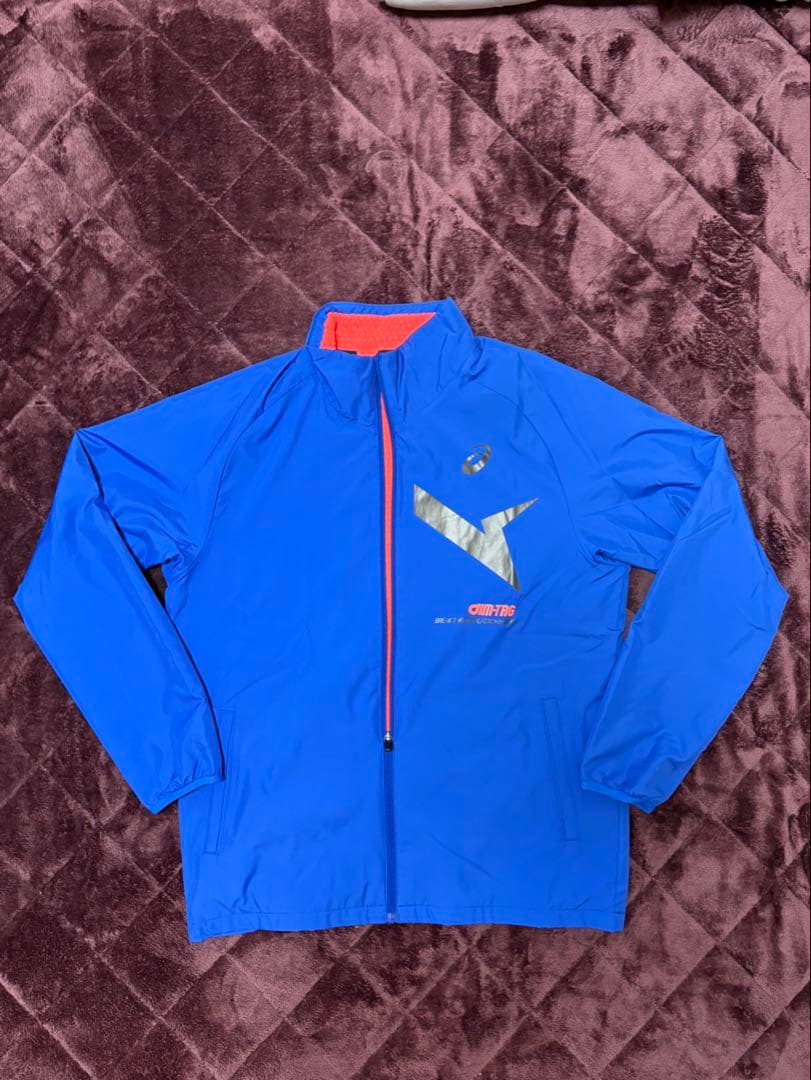 アシックス ウインドブレーカー裏トリコット上下セット 青　Ｌサイズ