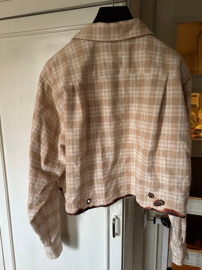 22AW ダブレット クロップド ネル 刺繍 シャツ