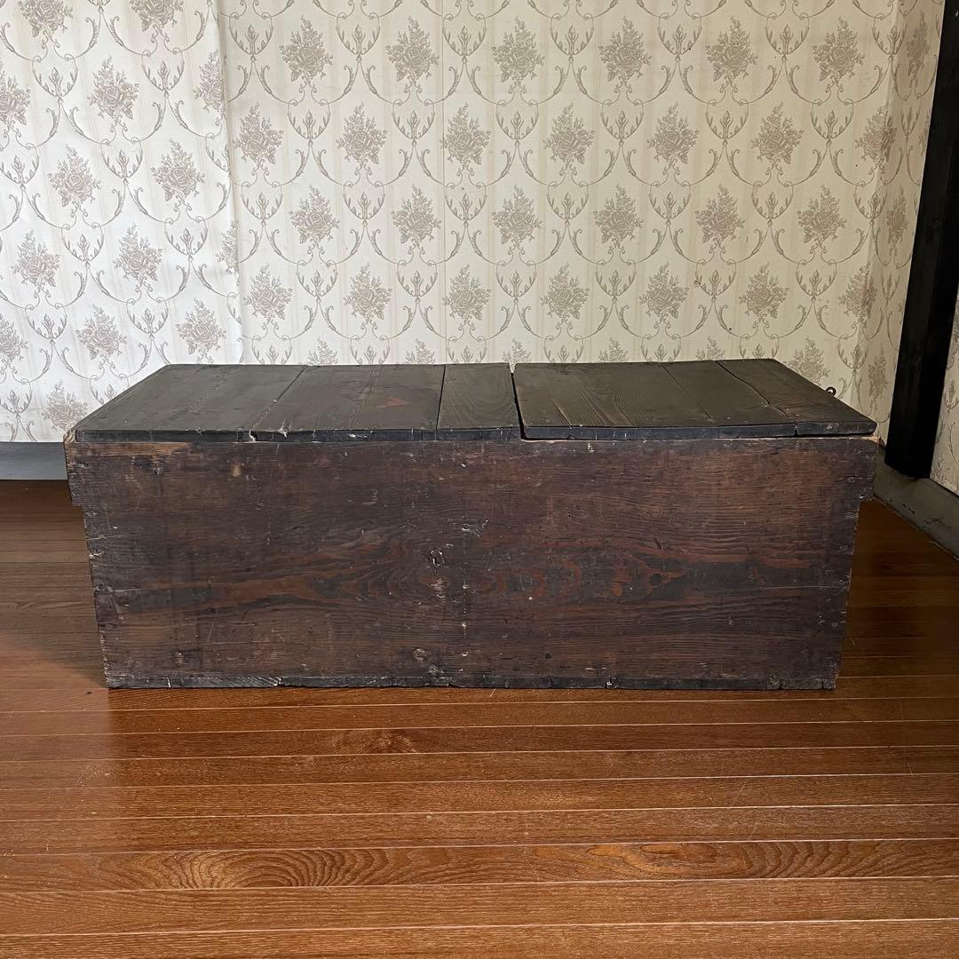 【アンティーク】味のある古い木箱 道具箱 工具箱 ベンチ 古木 古道具 古民具