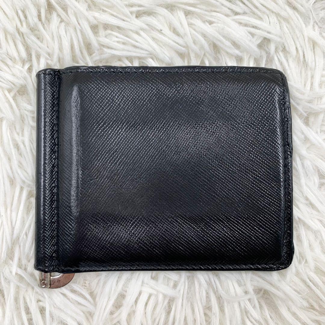 【✨希少✨】プラダ 三角ロゴ マネークリップ ブラック×グレー