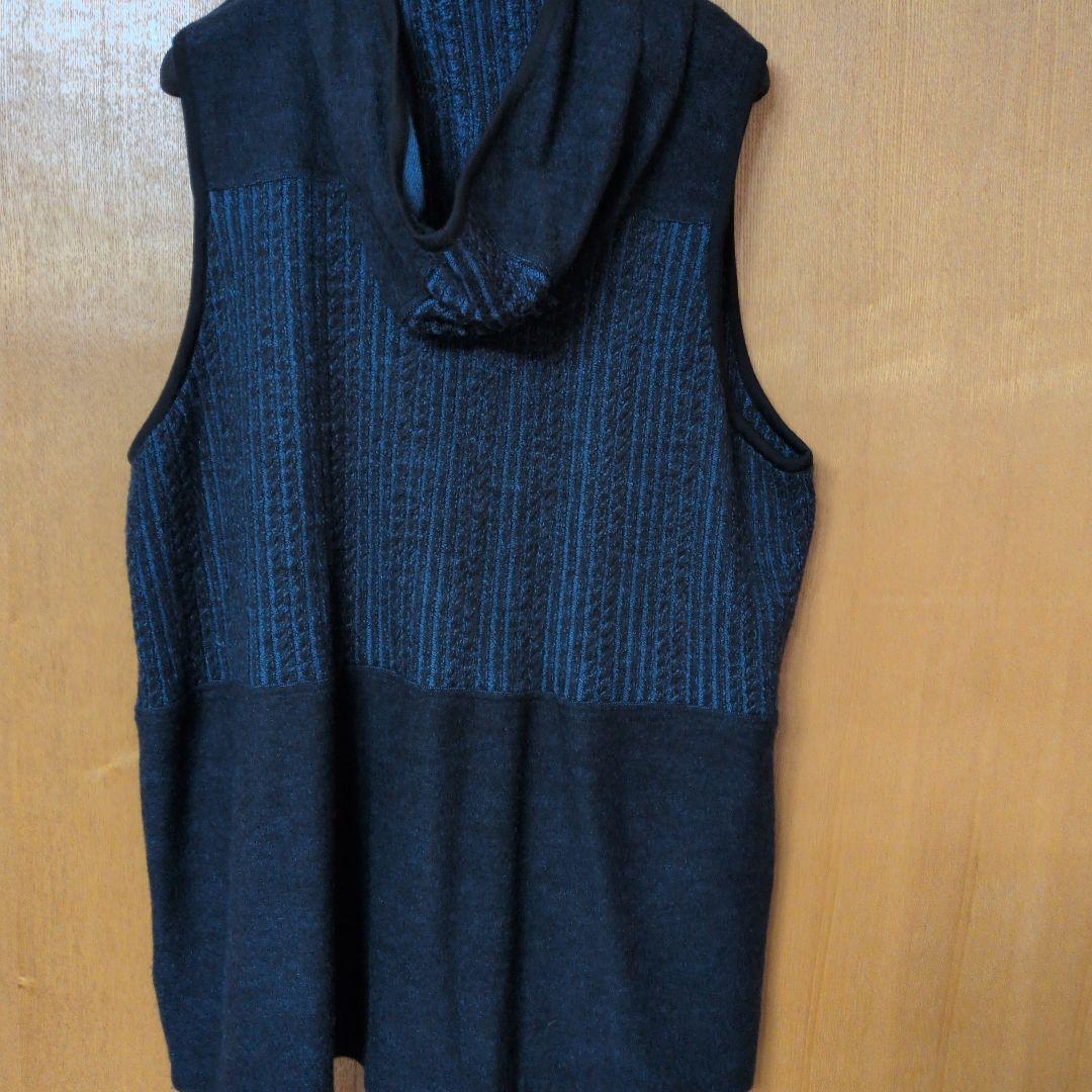 フード付きロングベスト（ダークブルー）