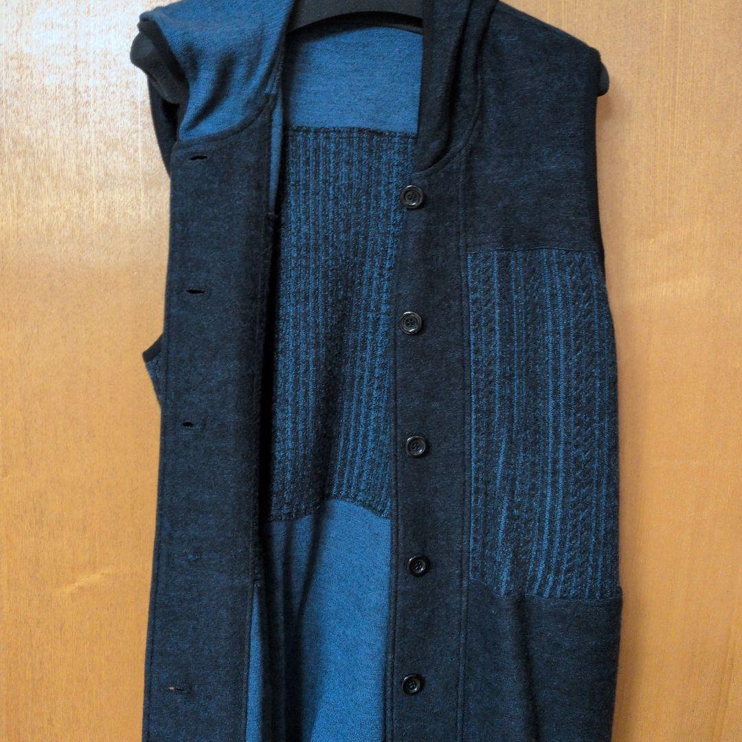 フード付きロングベスト（ダークブルー）