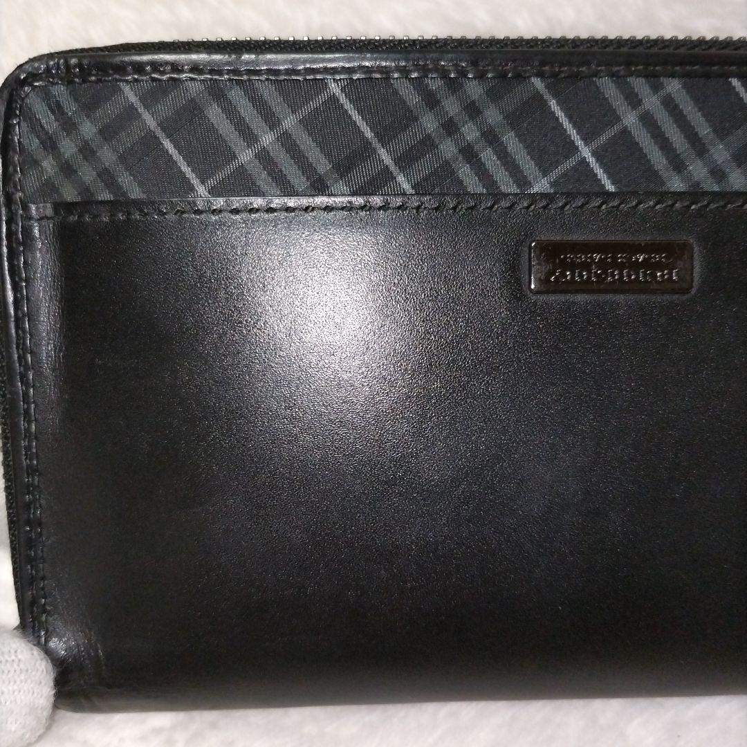 【美品】バーバリーブラックレーベル ノバチェック ロゴ オーガナイザー 長財布