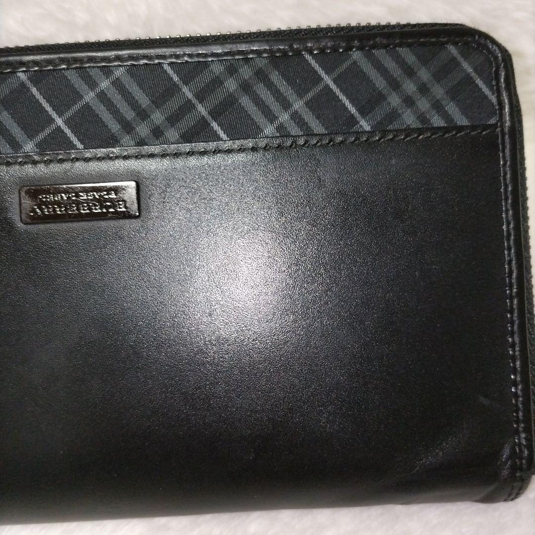 【美品】バーバリーブラックレーベル ノバチェック ロゴ オーガナイザー 長財布