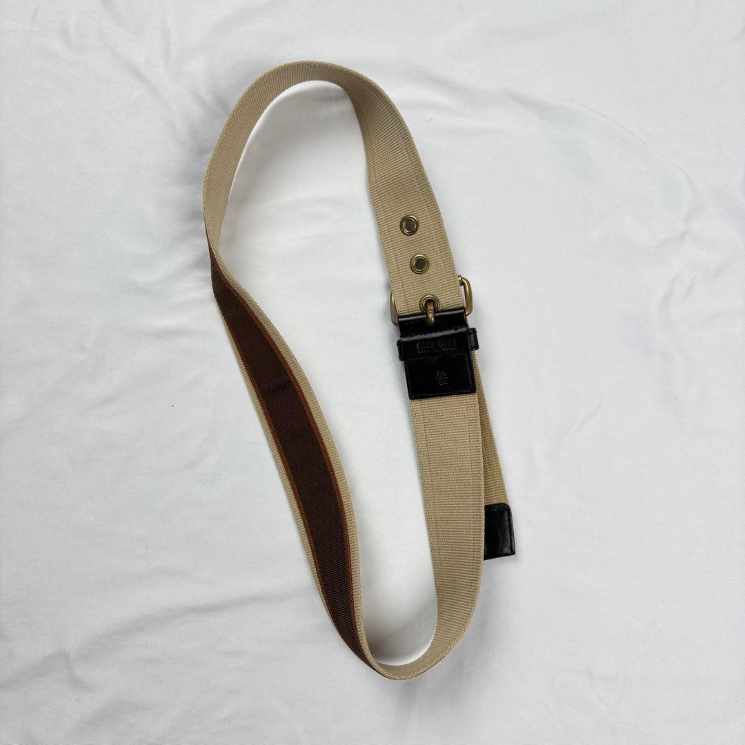 小物 Archive miu miu canvas belt brown