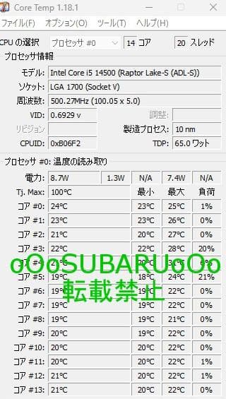 Intel Core i5-14500 【使用期間1年未満】