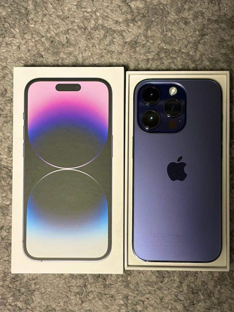 美品Apple iPhone 14 Pro ディープパープル 本体256GB