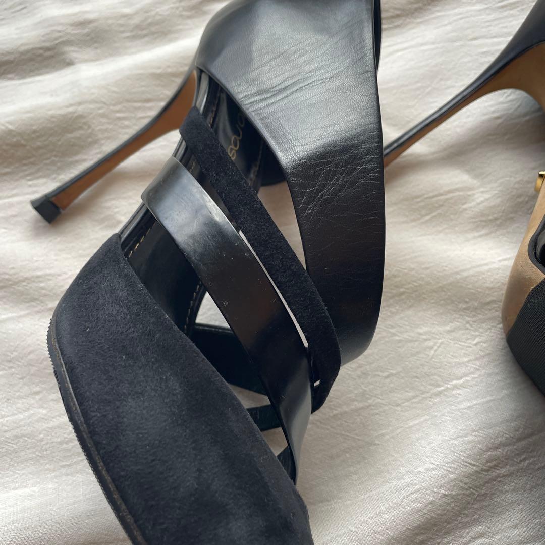 セルジオロッシ　ブラックポインテッドトゥ　ハイヒール　黒　エレガント　ブラック