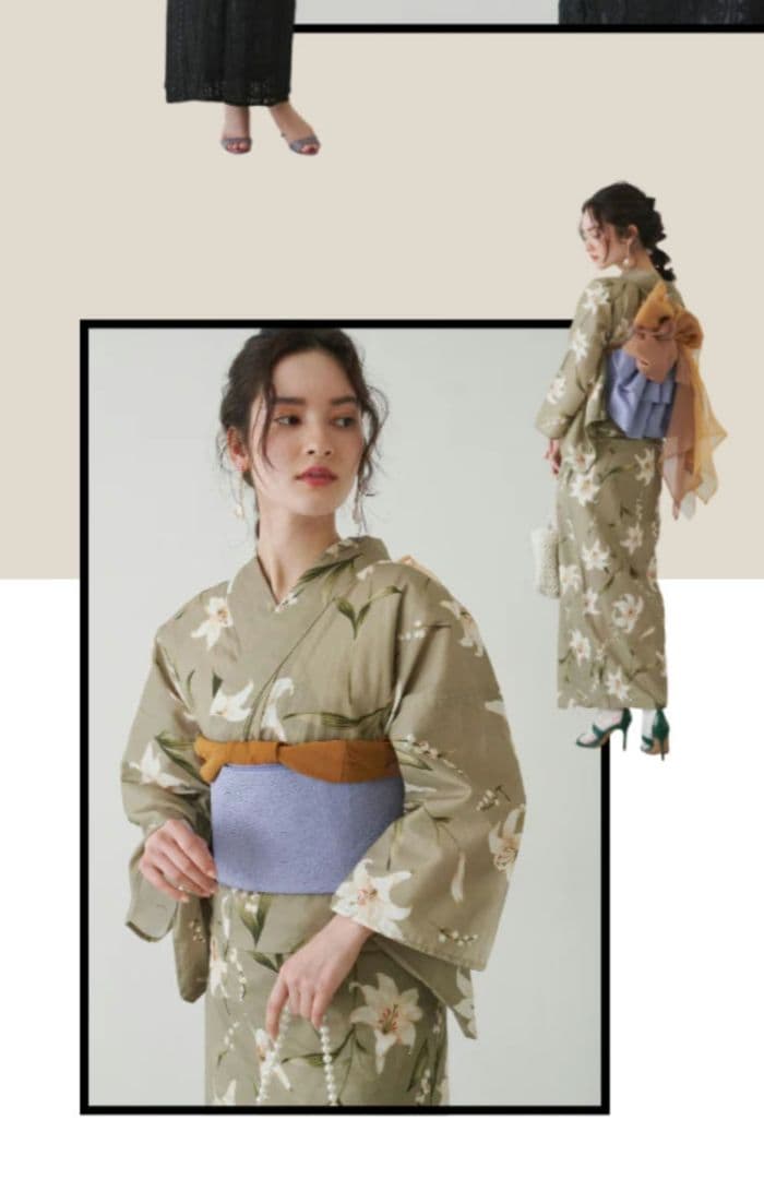 LA BELLE ETUDE 浴衣・帯・下駄セット 百合