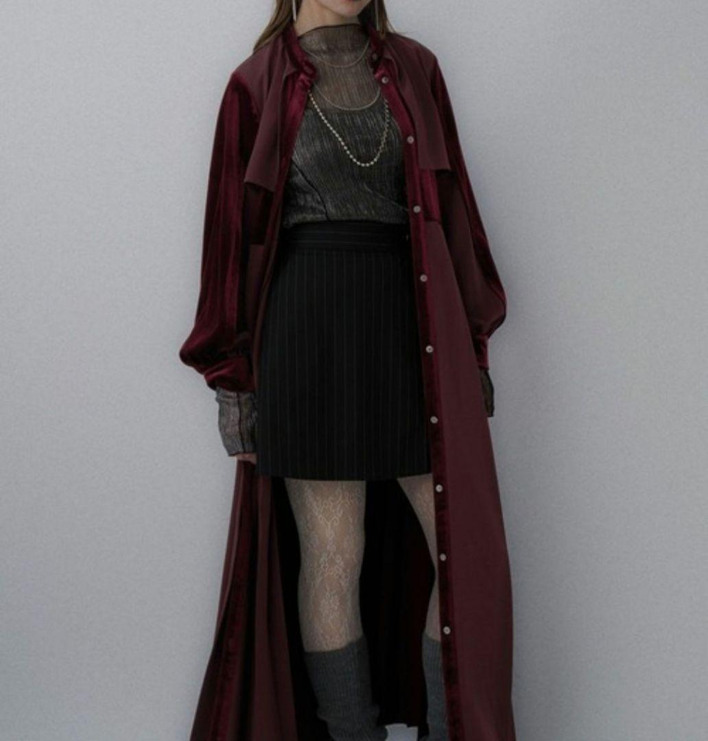 HARE マルチマテリアルプリーツワンピース バーガンディー