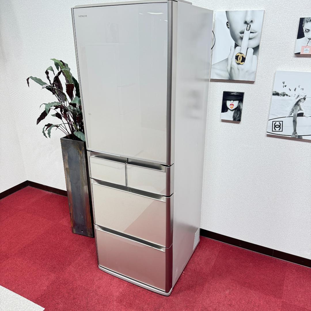 都内23区配送無料　日立2015年製5ドアガラストップ冷蔵庫　415L