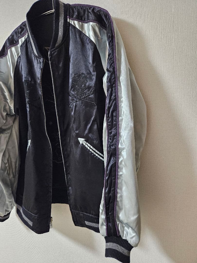 Tさま専用【希少】STUSSY スカジャン　リバーシブル 黒刺繍　Lサイズ