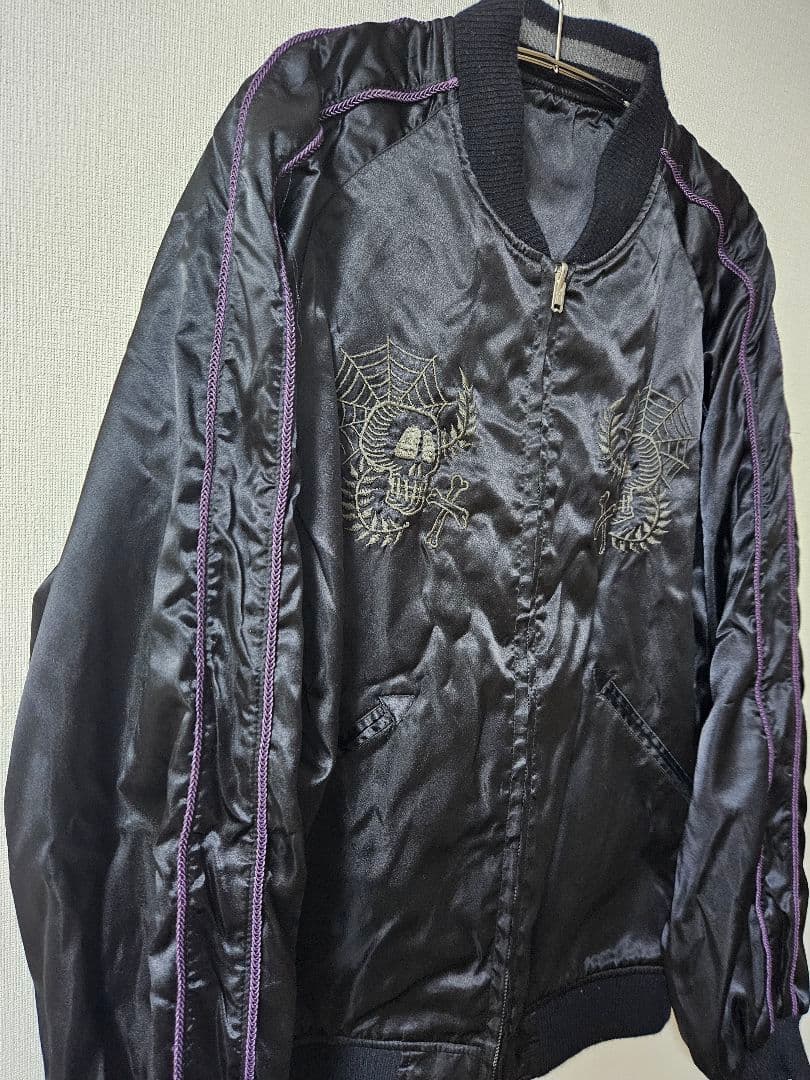 Tさま専用【希少】STUSSY スカジャン　リバーシブル 黒刺繍　Lサイズ