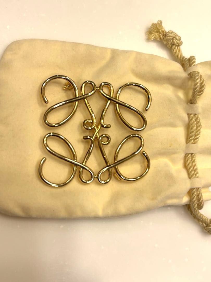 LOEWE アナグラム　メタルブローチ　ゴールド　ジャンク品