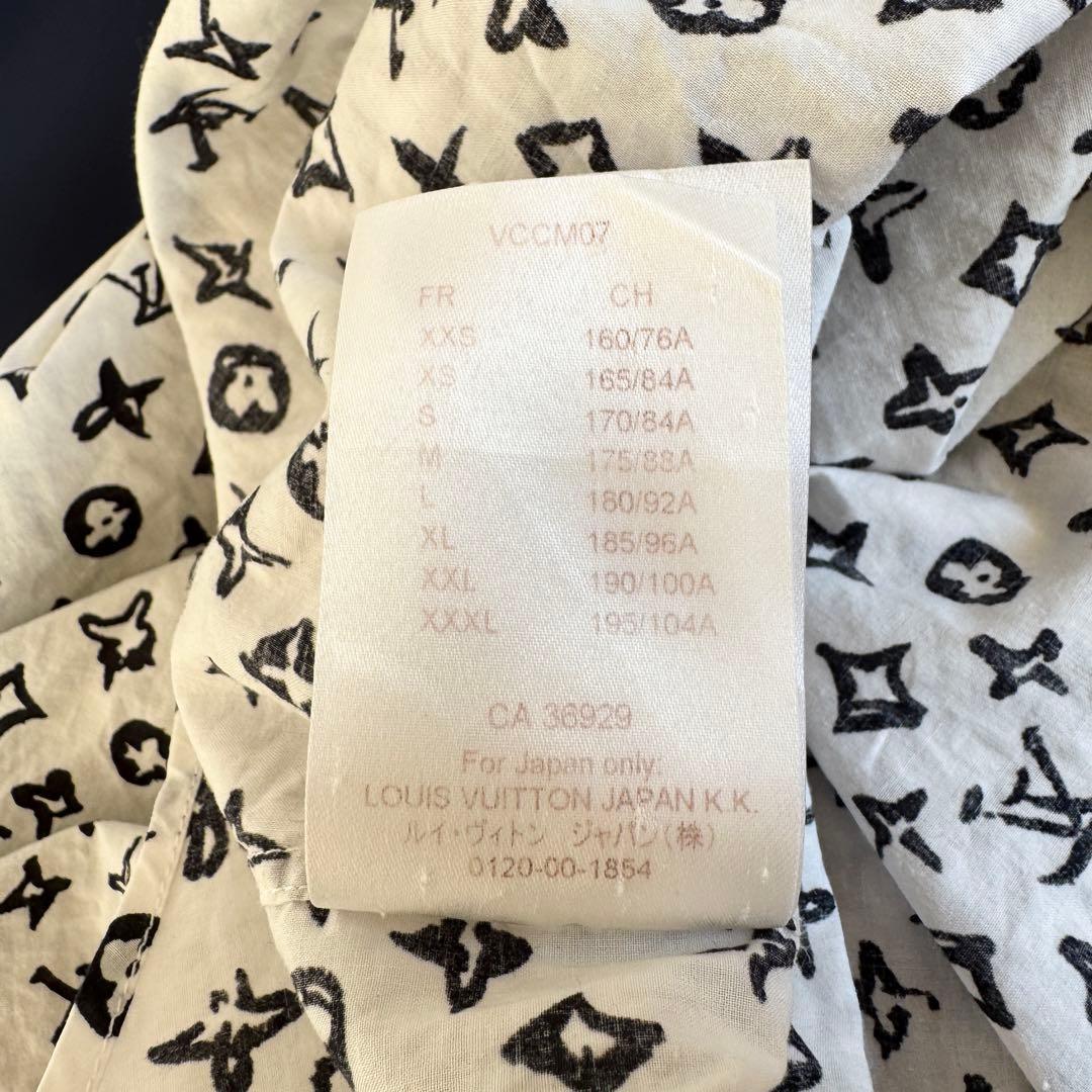 美品　ルイヴィトン　半袖　シャツ　モノグラム　総柄　ホワイト　Lサイズ