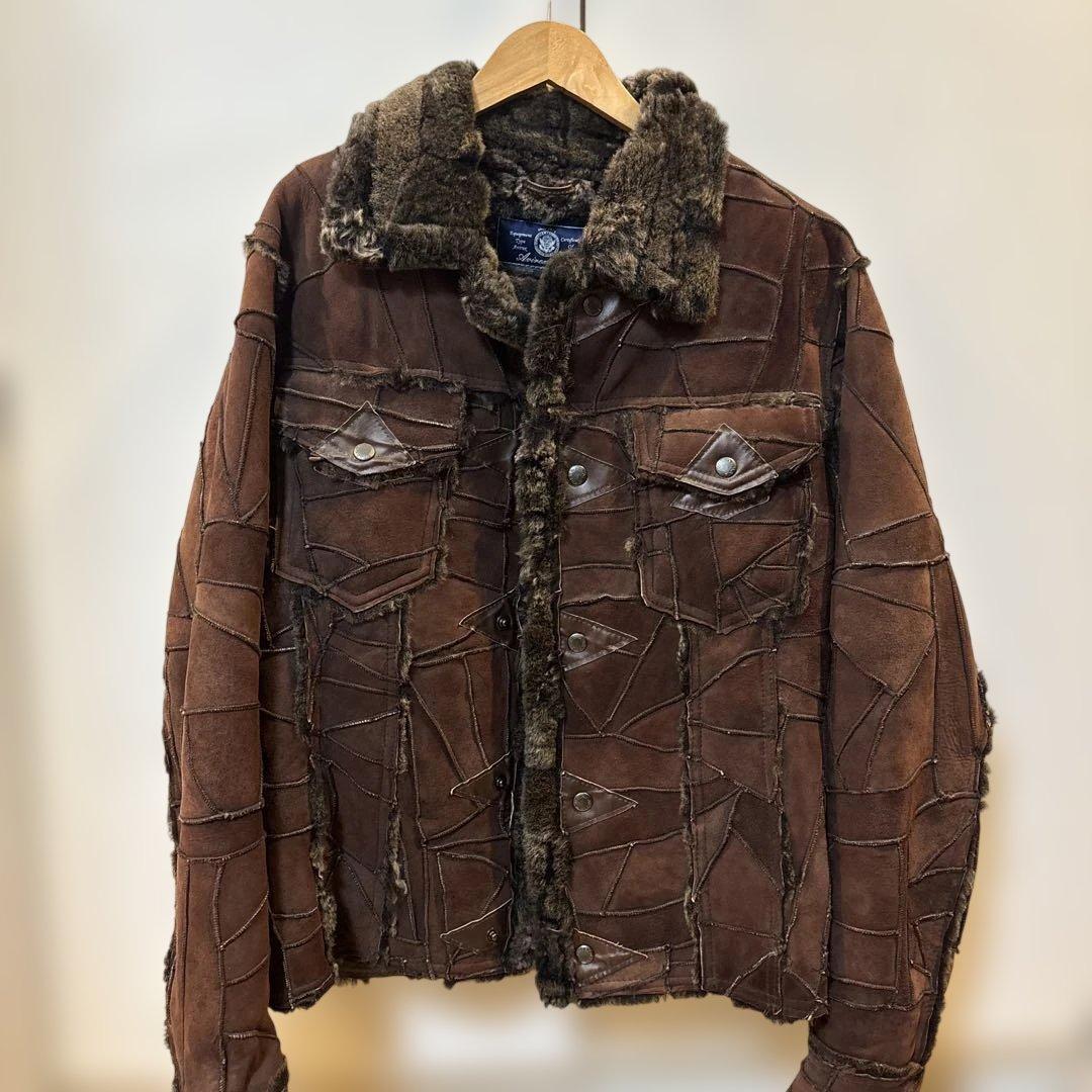 Avirex ブラウンレザージャケット L